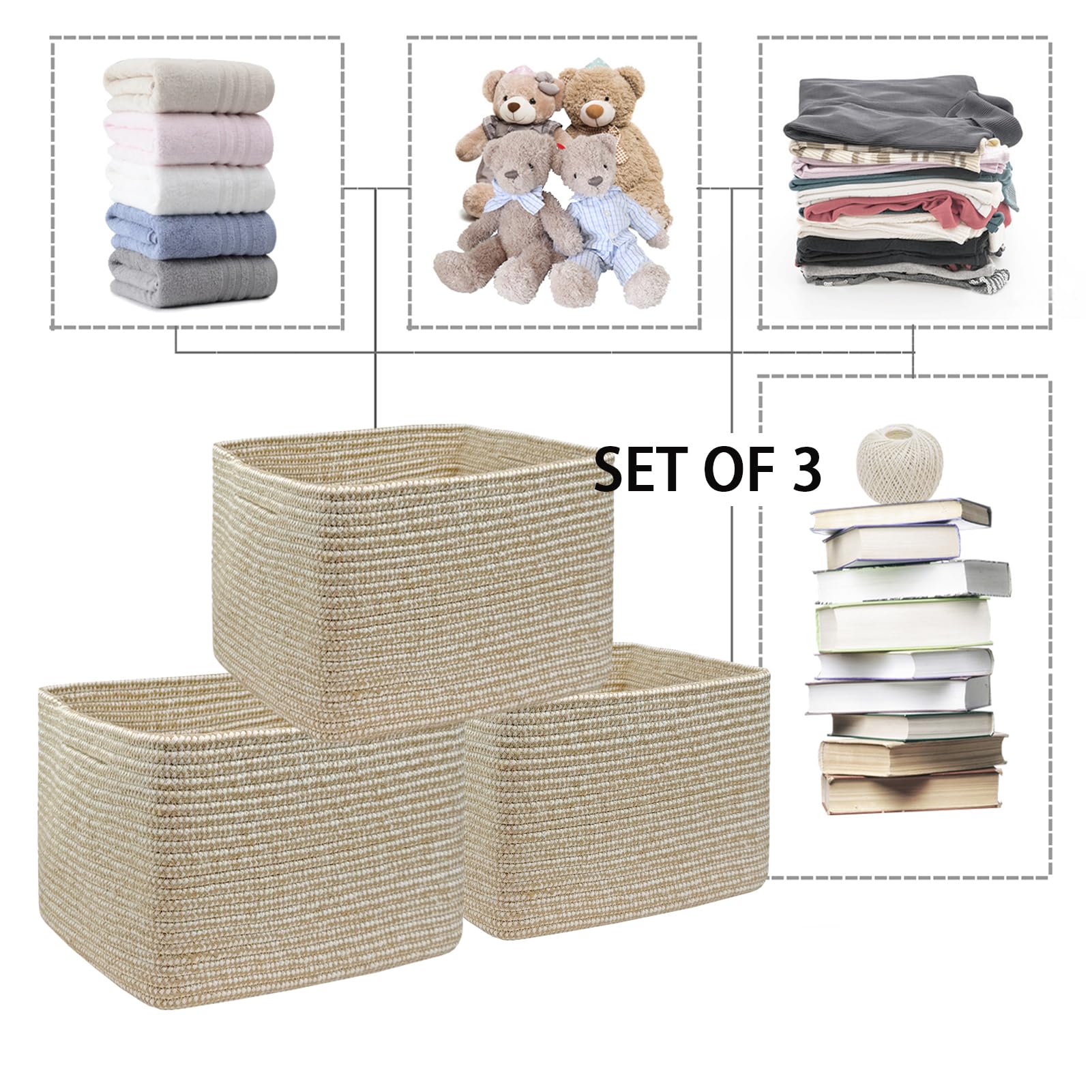 Demonstrates shaping flexibility of COMFY-HOMI baskets, easy to flatten or stuff for quick form.