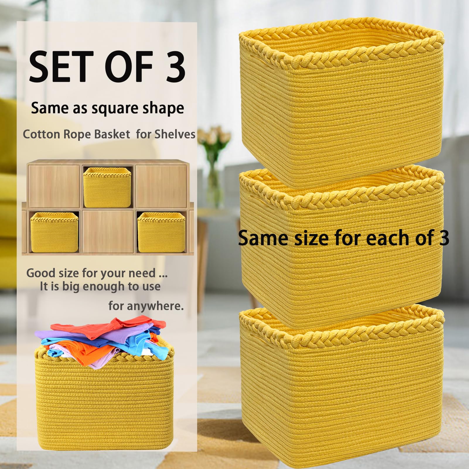 COMFY-HOMI 3Pack basket keeps towels or books within easy reach