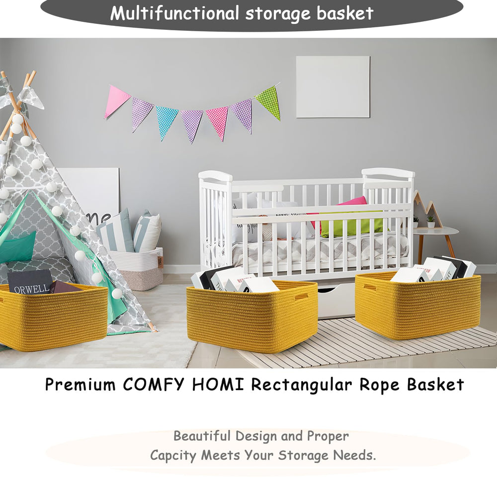 COMFY-HOMI baby nursery decor basket for soft storage in nursery.