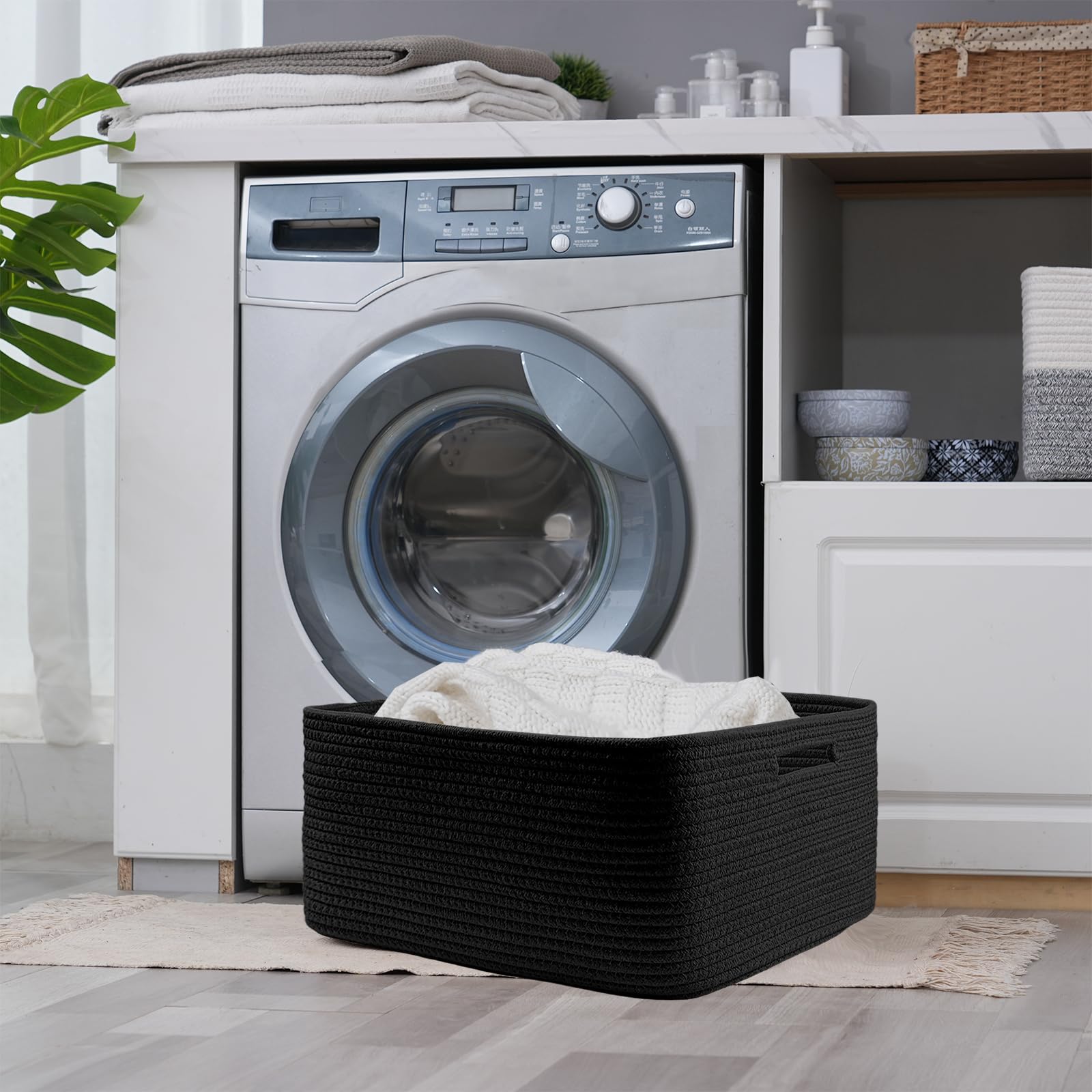 COMFY-HOMI basket with handles ideal for shelves and easy transport