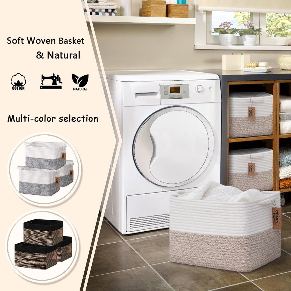 COMFY-HOMI bathroom-decorative basket adds natural texture to rooms.