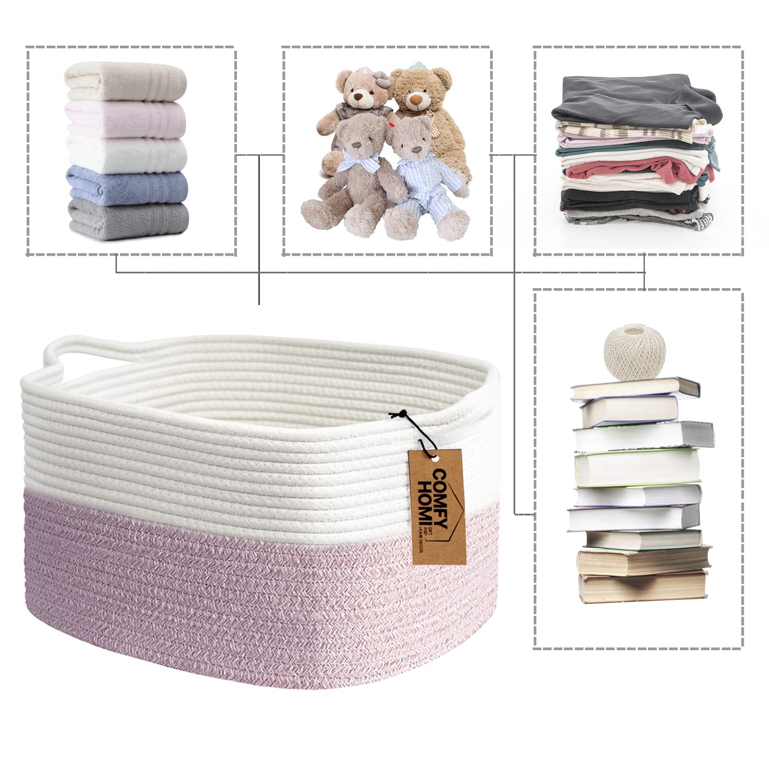 Comfy-Homi bedroom organizer basket multipurpose for towels, toys, books.