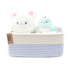 COMFY-HOMI blue cotton rope storage basket on shelf for tidy organization