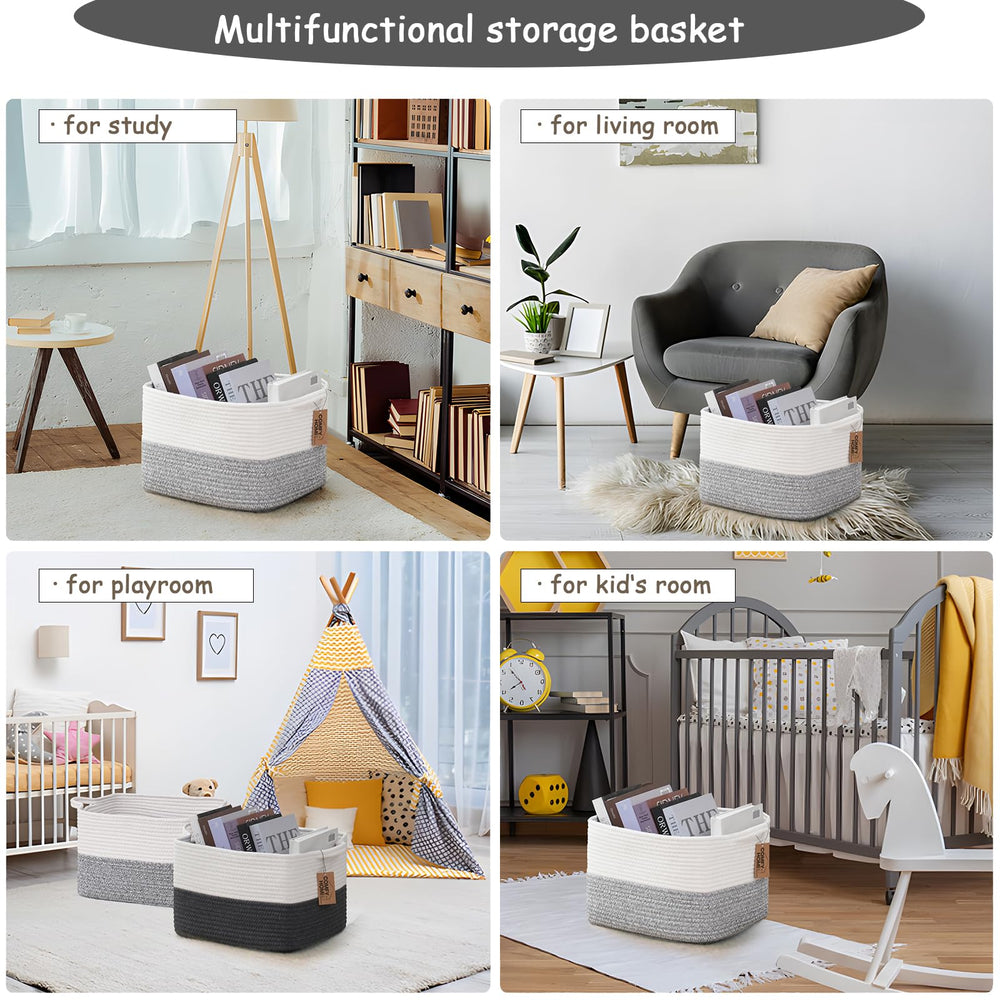 COMFY-HOMI white and gray woven bin complements modern decor while organizing.