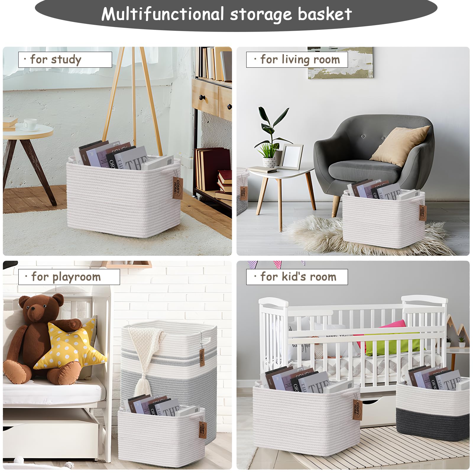 COMFY-HOMI white basket stores towels and cosmetics with style