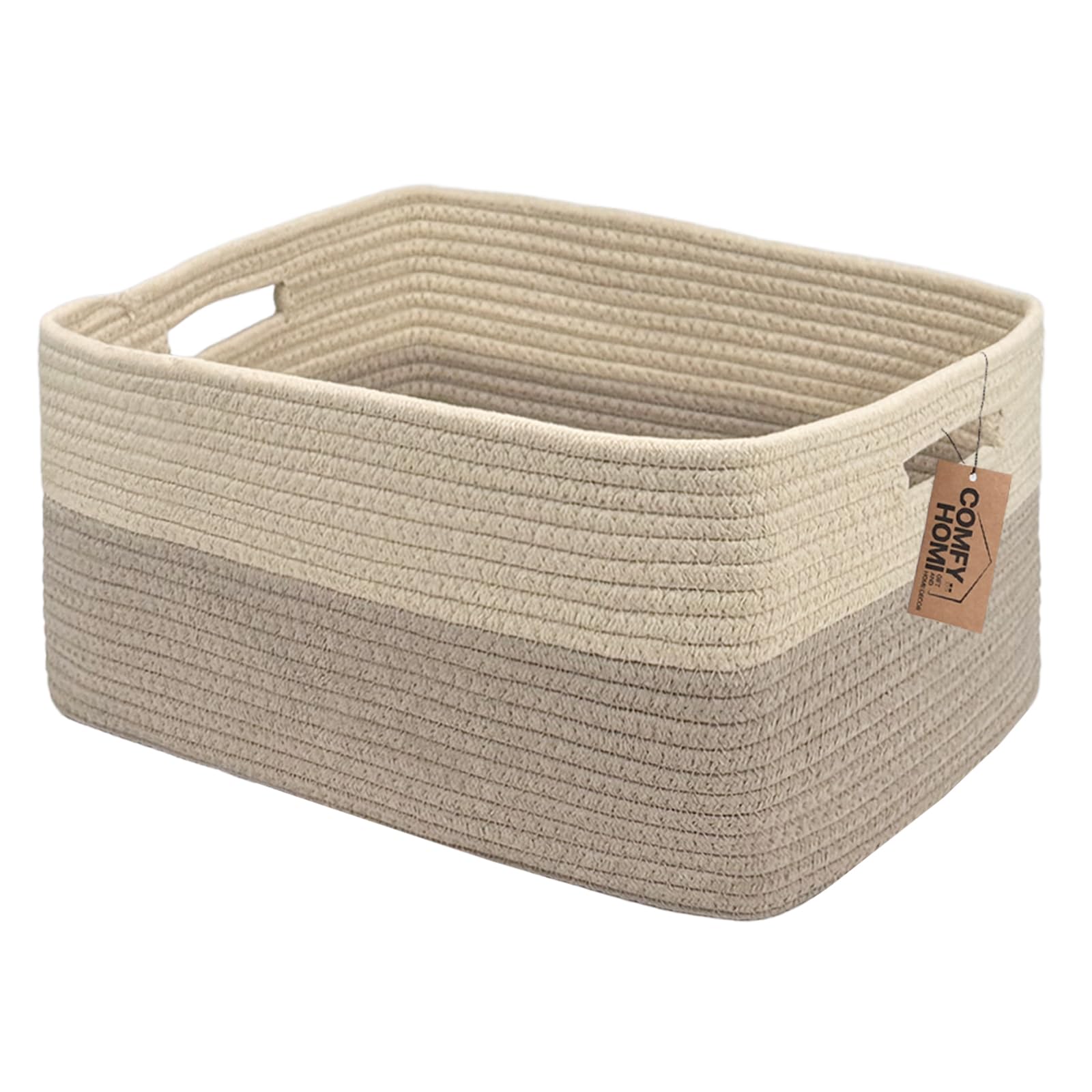 COMFY-HOMI cotton rope basket handles close-up for sturdy, easy organizing.