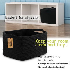 COMFY-HOMI cotton rope basket with reinforced handles for easy carrying.