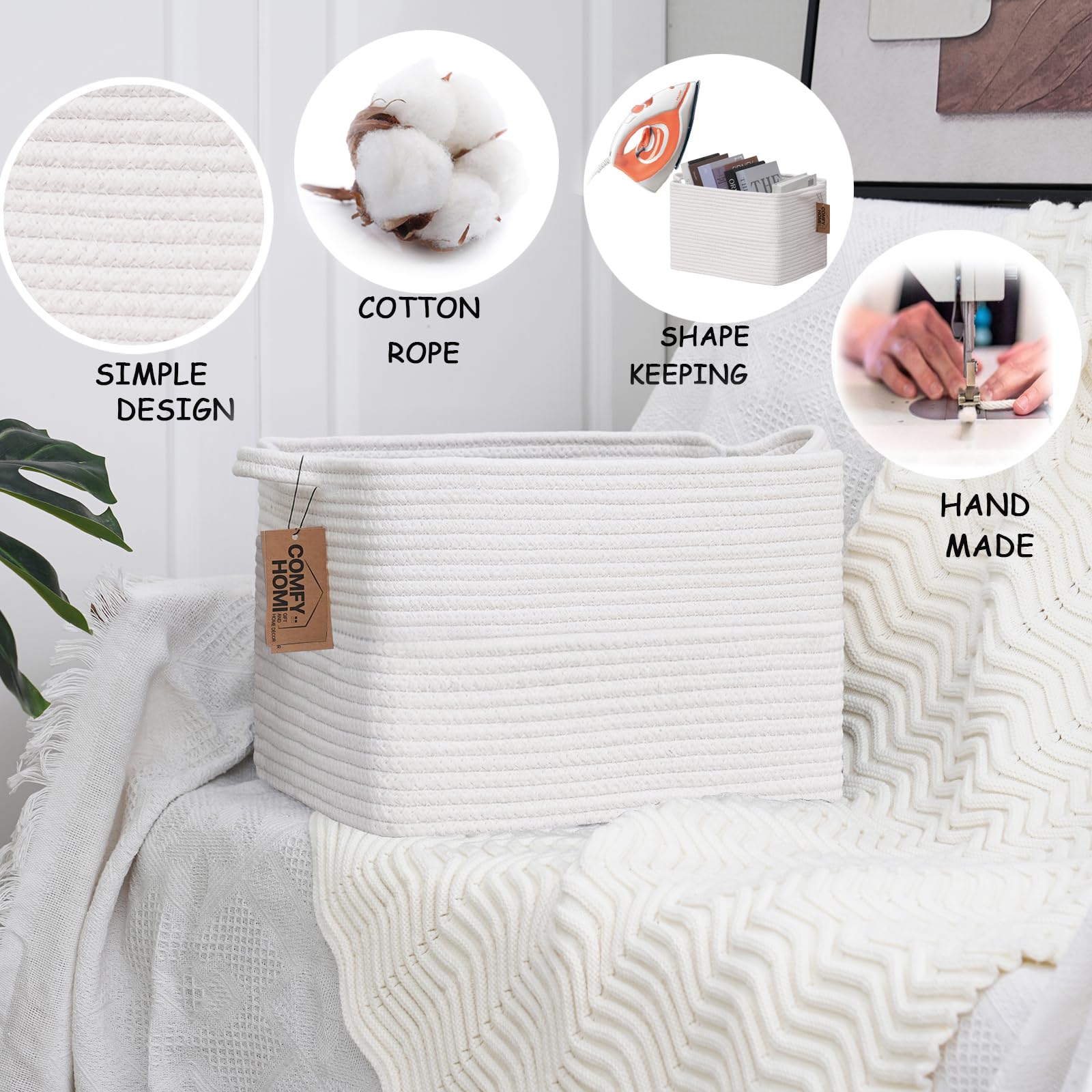 COMFY-HOMI cotton rope basket made from safe materials for homes