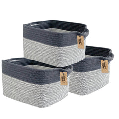 COMFY-HOMI cotton rope square basket front view for tidy living room storage
