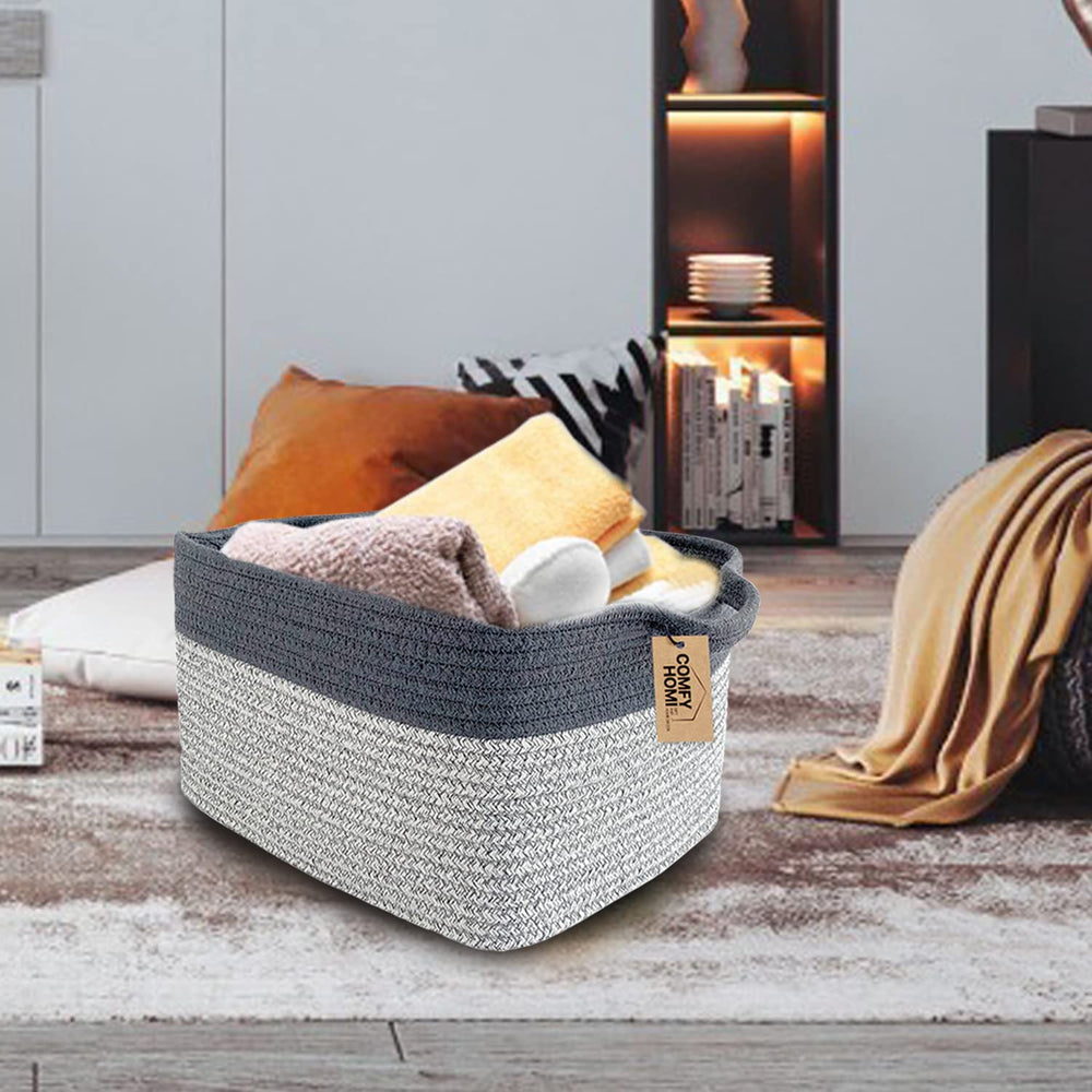 COMFY-HOMI light-grey basket top-down view for shelf organization