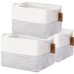 COMFY-HOMI cotton rope square basket front view, ideal for tidy living room storage