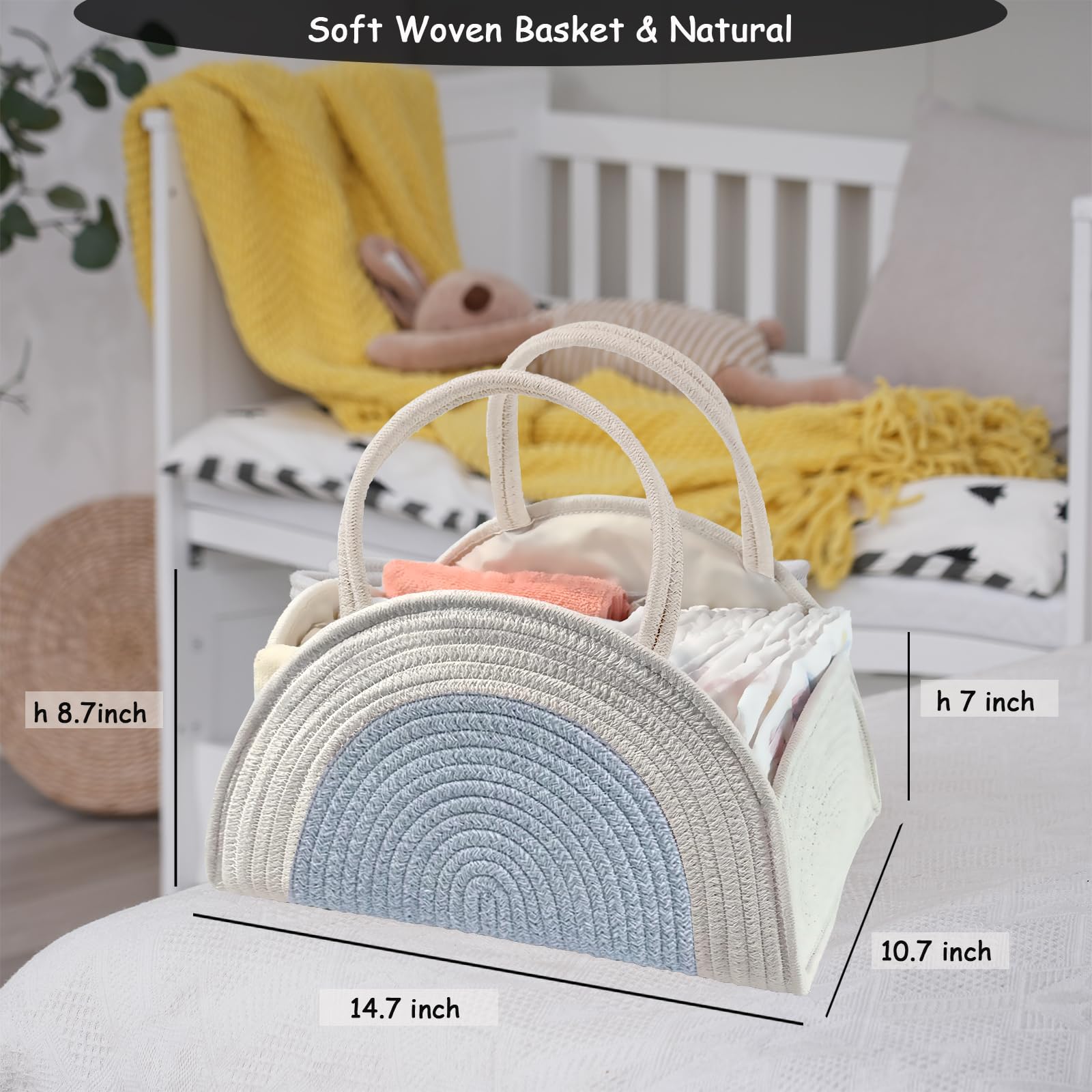 COMFY-HOMI diaper caddy with sturdy handles for nursery-to-car portability