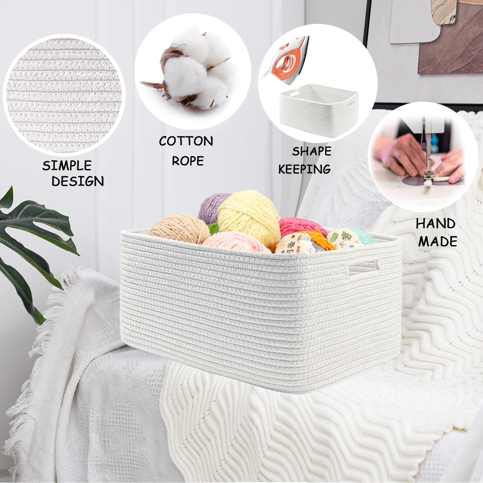 COMFY-HOMI easy-shape storage baskets in white, ships flat and expands quickly.