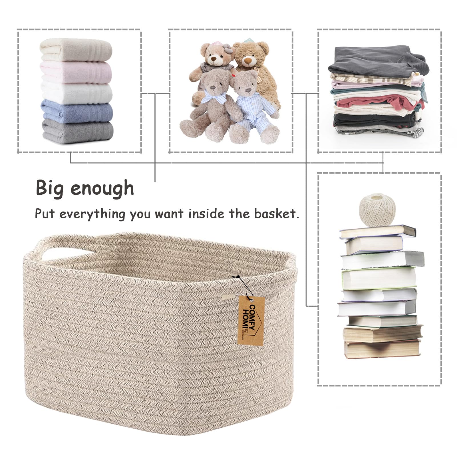 Shape-friendly COMFY-HOMI basket recovers from shipping creases quickly.