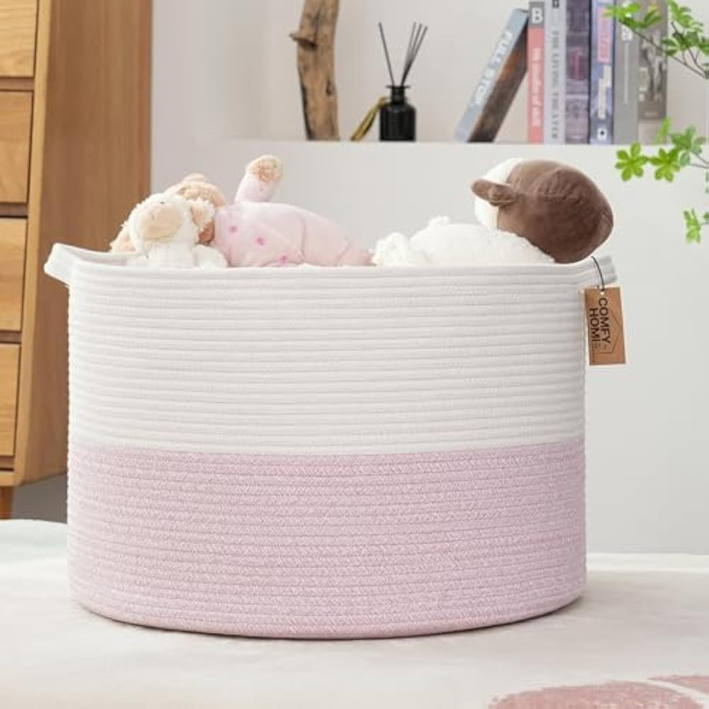 COMFY-HOMI extra large blanket storage basket with ample capacity.
