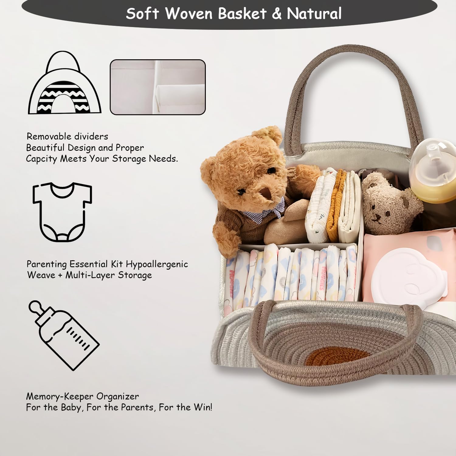 COMFY-HOMI gift-ready diaper caddy with ribbons for instant baby shower gifting.
