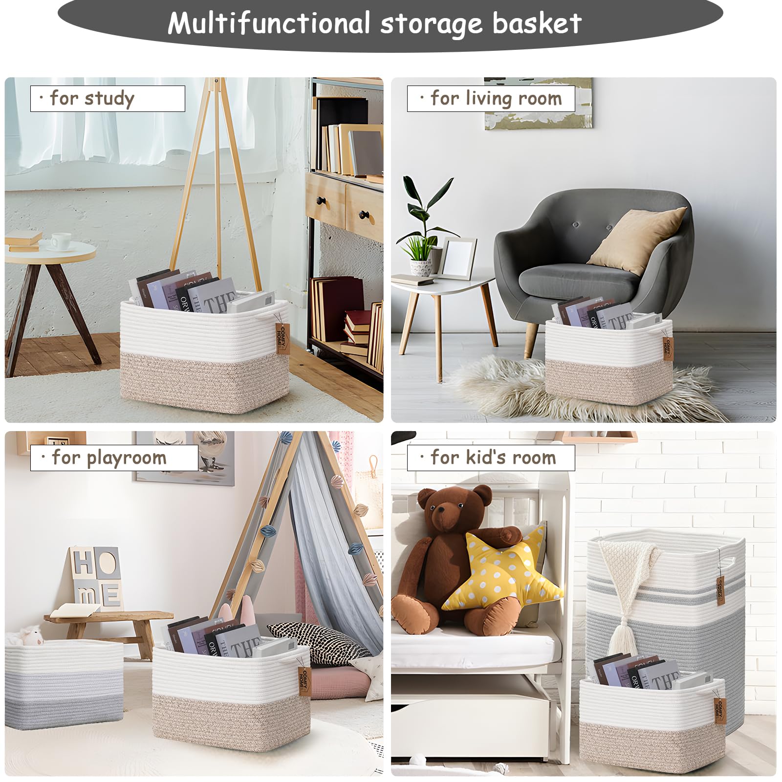 COMFY-HOMI handled storage-basket is easy to carry around the home.