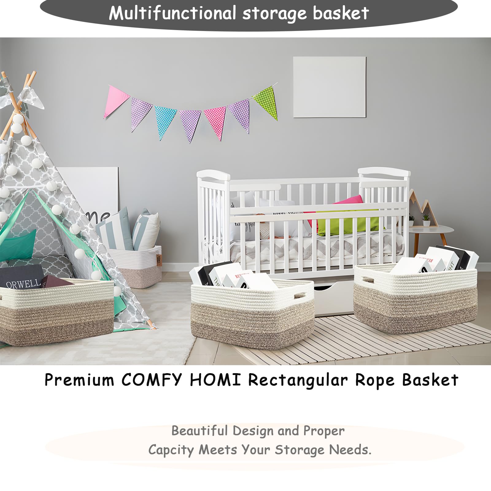 COMFY-HOMI handmade rope basket blends natural style.
