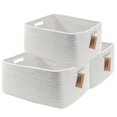 COMFY-HOMI large storage basket set in white on shelf, ideal for decluttering.