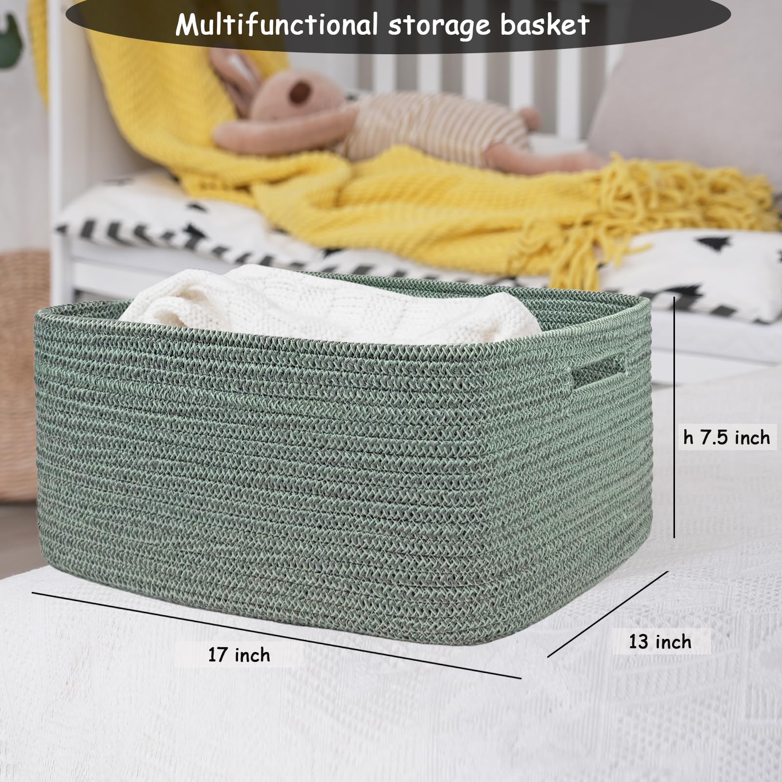 COMFY-HOMI laundry basket in soft green for easy laundry organization.