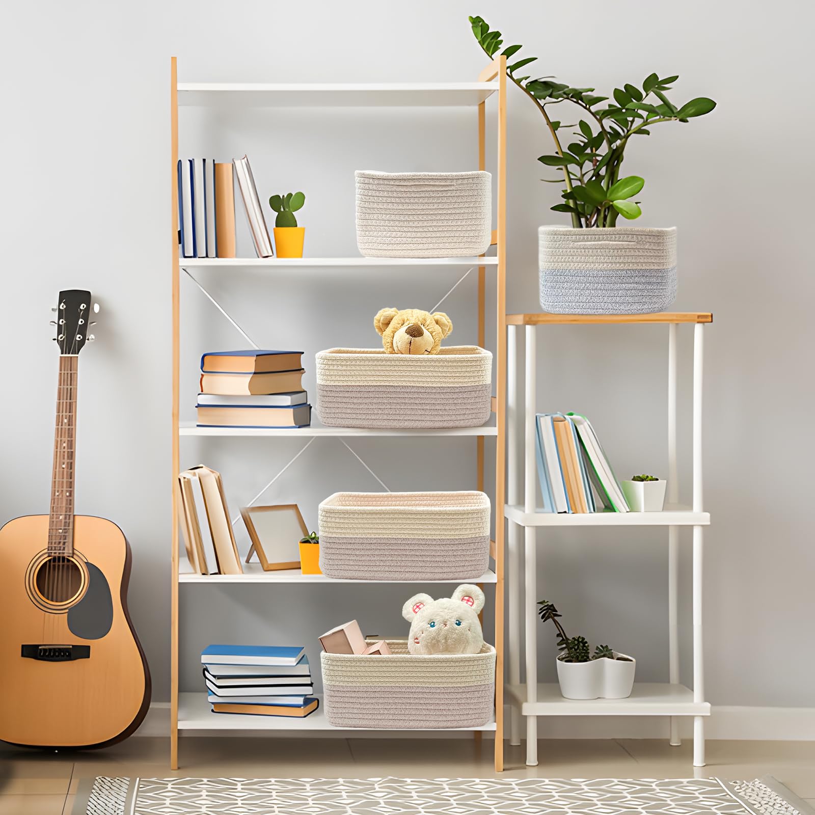 COMFY-HOMI nursery-decor friendly basket blends with decor while reducing clutter.