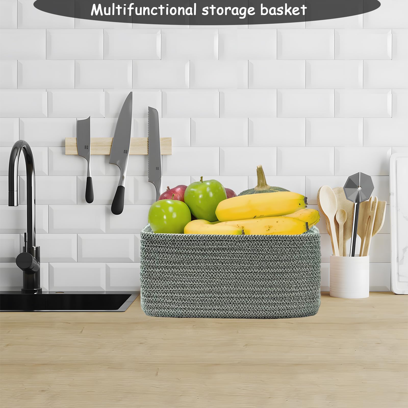 COMFY-HOMI nursery decor basket adds rustic charm.
