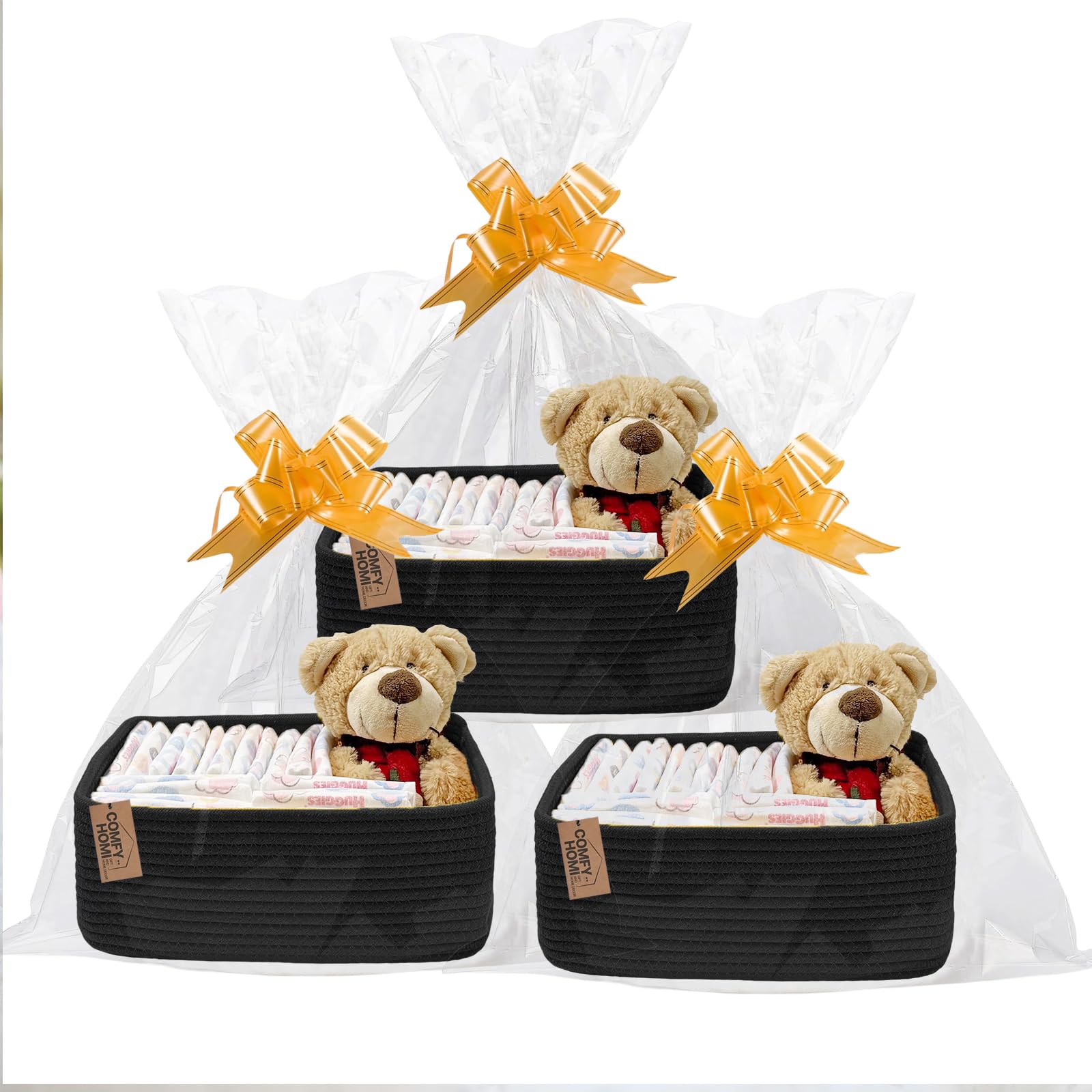Organized shelf with COMFY-HOMI baskets for toy storage