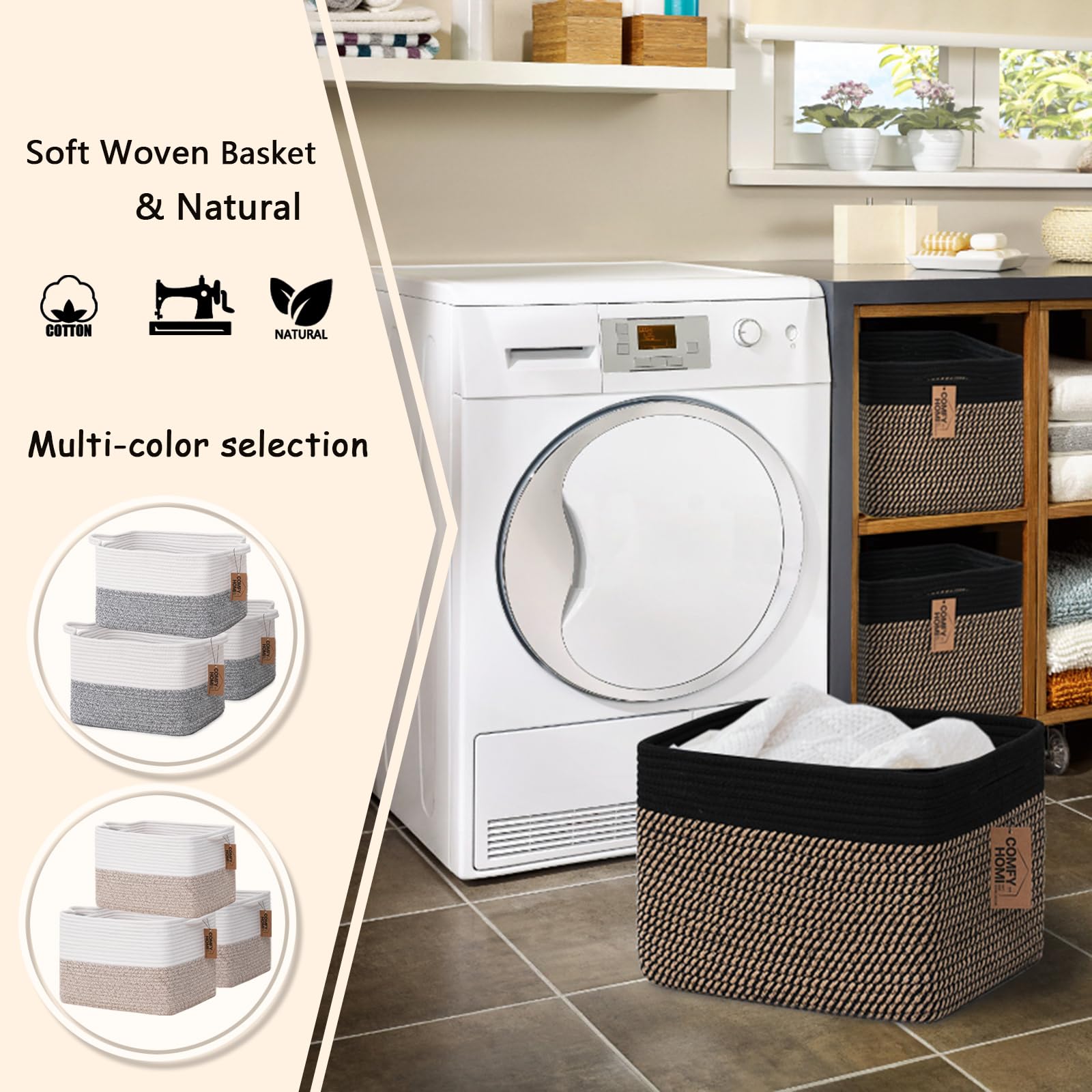 COMFY-HOMI rectangular basket on nursery shelf keeps baby essentials tidy.