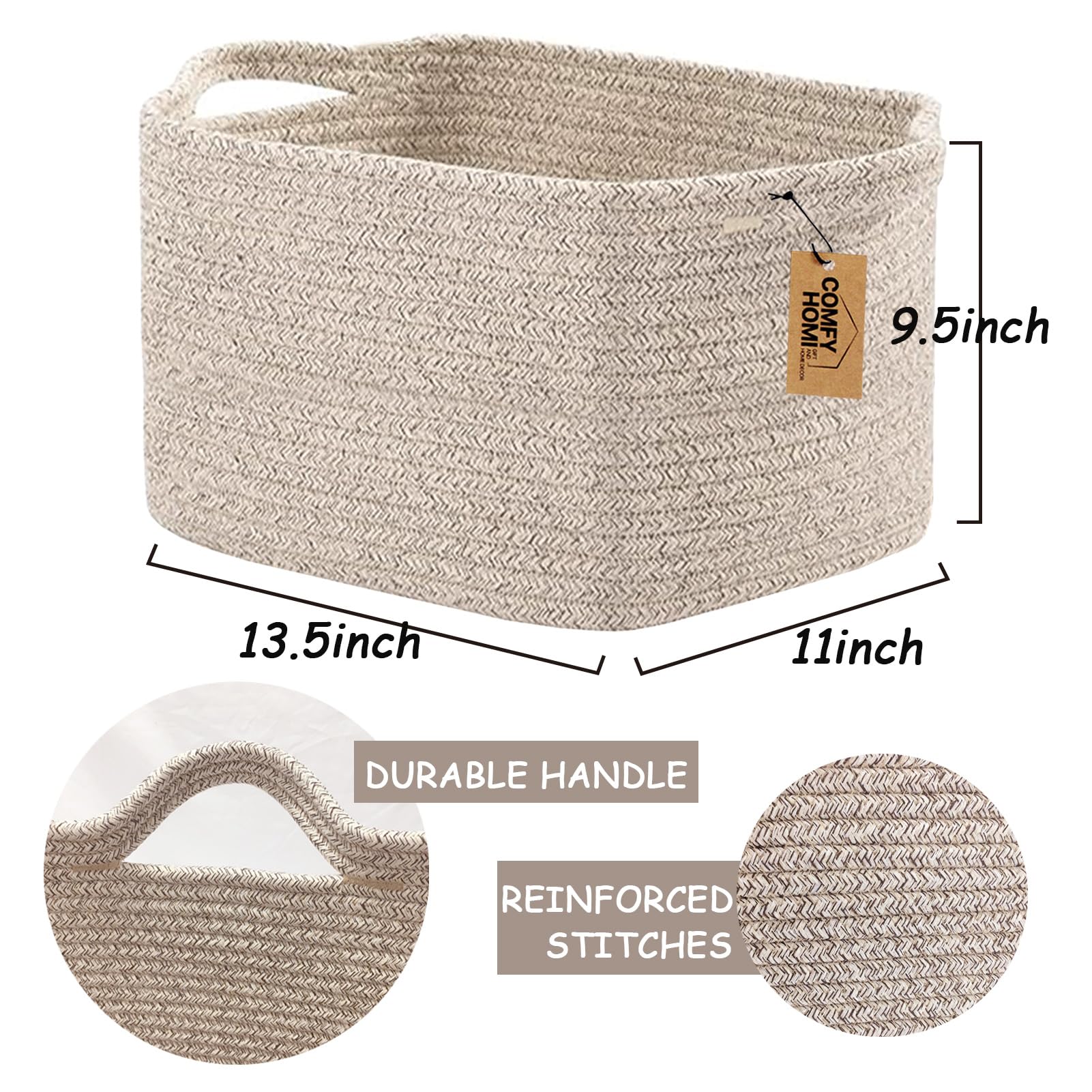 Reinforced handles on the COMFY-HOMI basket ease transport around the home.