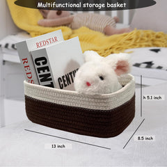 COMFY-HOMI rectangular shelf organizer basket on a shelf in dark brown and white
