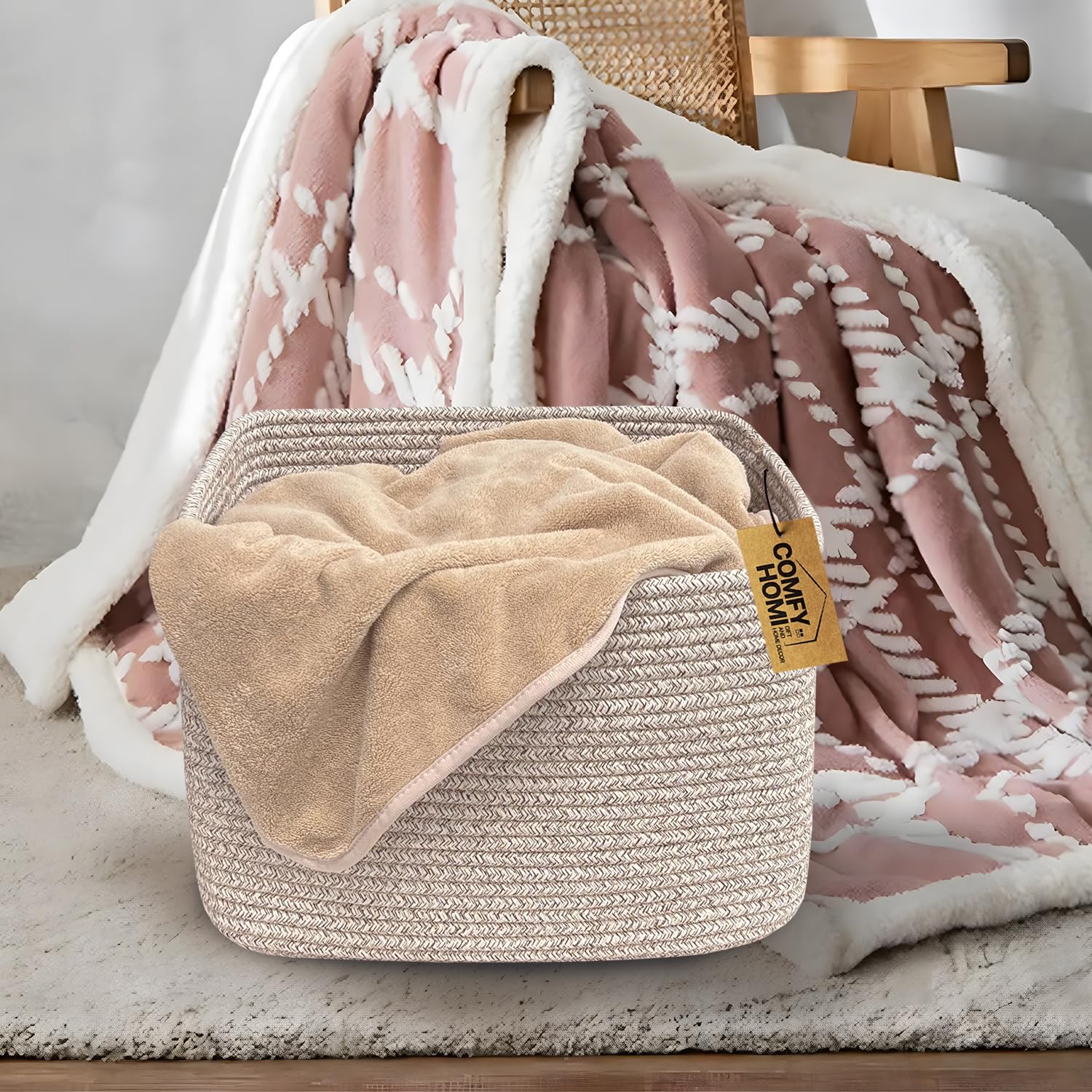 COMFY-HOMI small rope basket for nursery use, keeps toys organized.