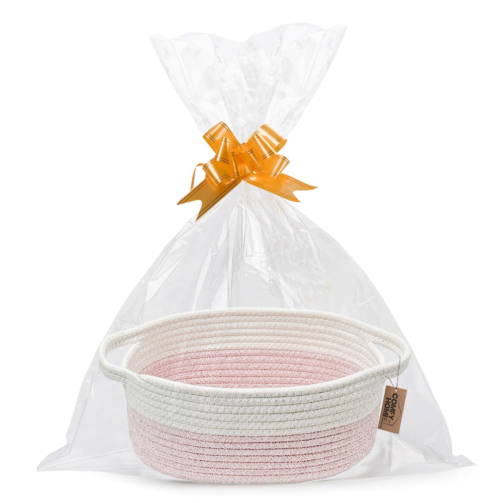 COMFY-HOMI small woven basket with handles top view for organized storage