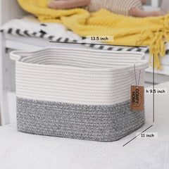 COMFY-HOMI soft cotton rope basket keeps towels neatly in the bathroom.