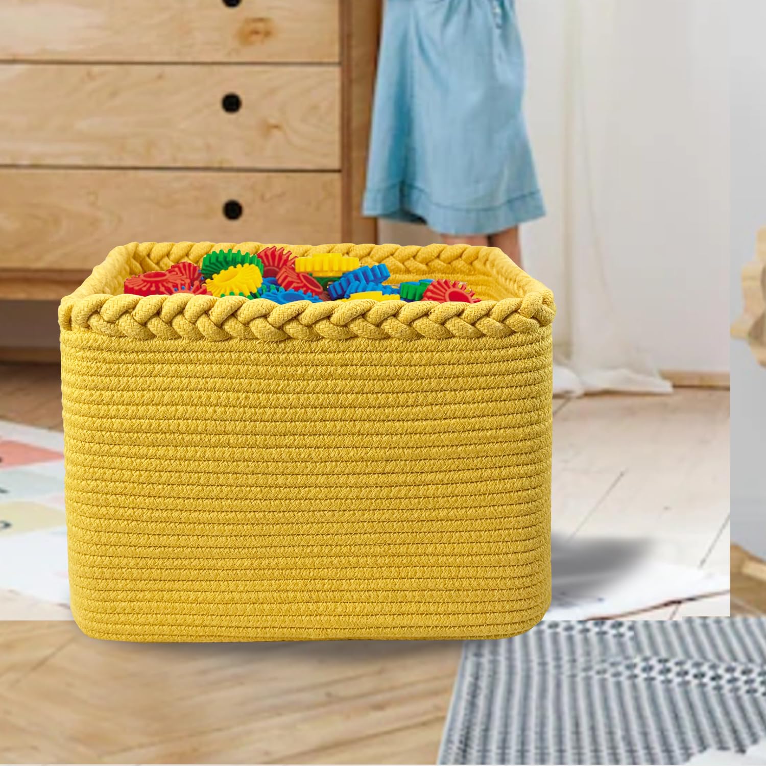 COMFY-HOMI eco-friendly cotton rope basket highlighting natural material