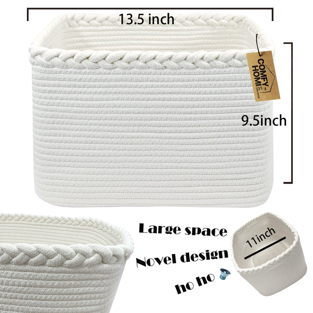 Living room storage with COMFY-HOMI basket for books and cosmetics.
