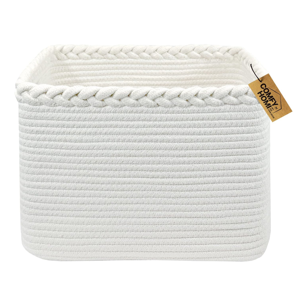 COMFY-HOMI square woven basket outer view for elegant organization.