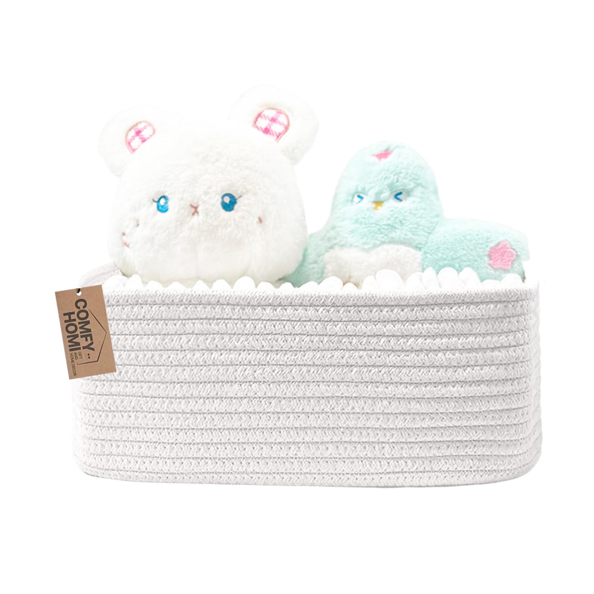 COMFY-HOMI storage basket with cotton rope for durable shelf organization