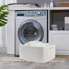 COMFY-HOMI toy and blanket storage basket in white for nursery use.