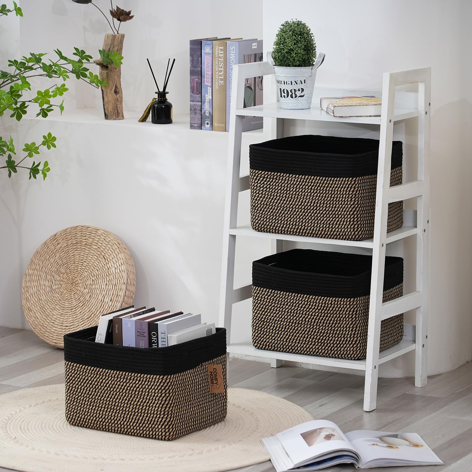 COMFY-HOMI versatile storage bin for towels, books, or accessories.
