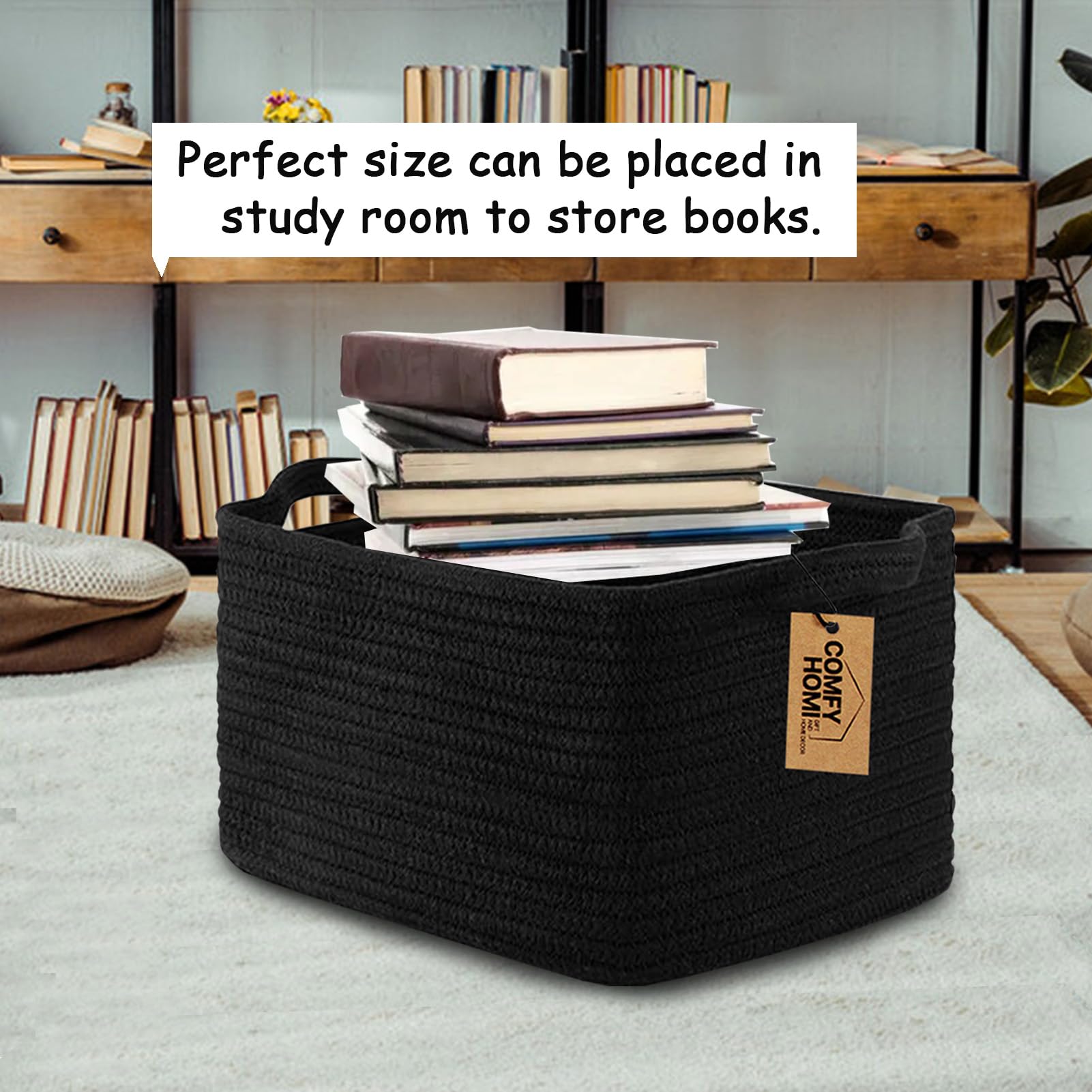 COMFY-HOMI woven basket for toy storage keeps kids' space tidy.