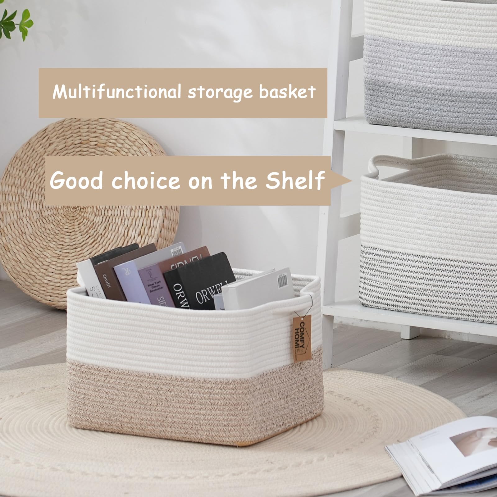 COMFY-HOMI woven toy-storage basket keeping playroom toys tidy.