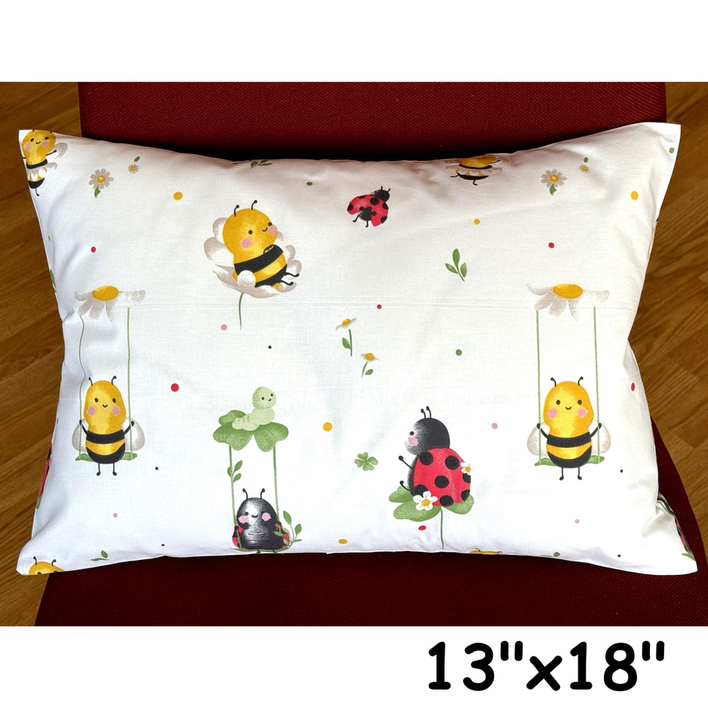 Comfy Turtles bees pillowcase for kids with bright bee design