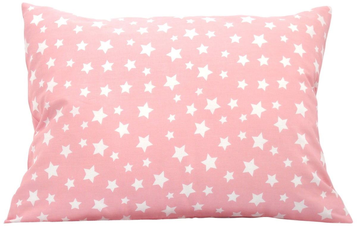 Comfy Turtles Star Toddler Pillow Case in pink star with breathable cotton for comfy naps