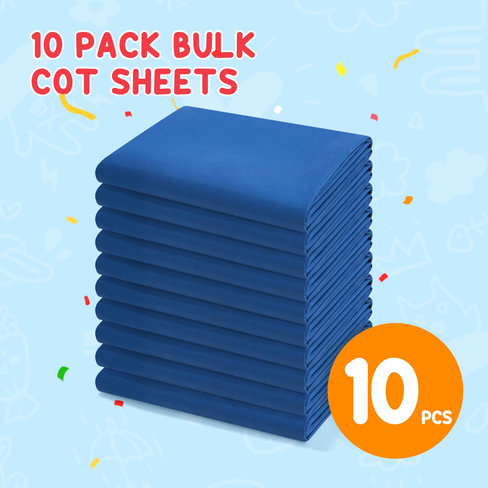 Bulk 10 pack of Comfyanno daycare cot sheets for classrooms