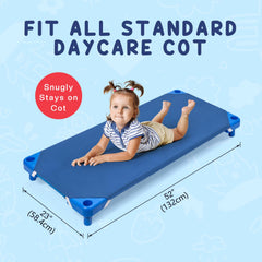 Corner cutout design shown on Comfyanno daycare sheets for stackability