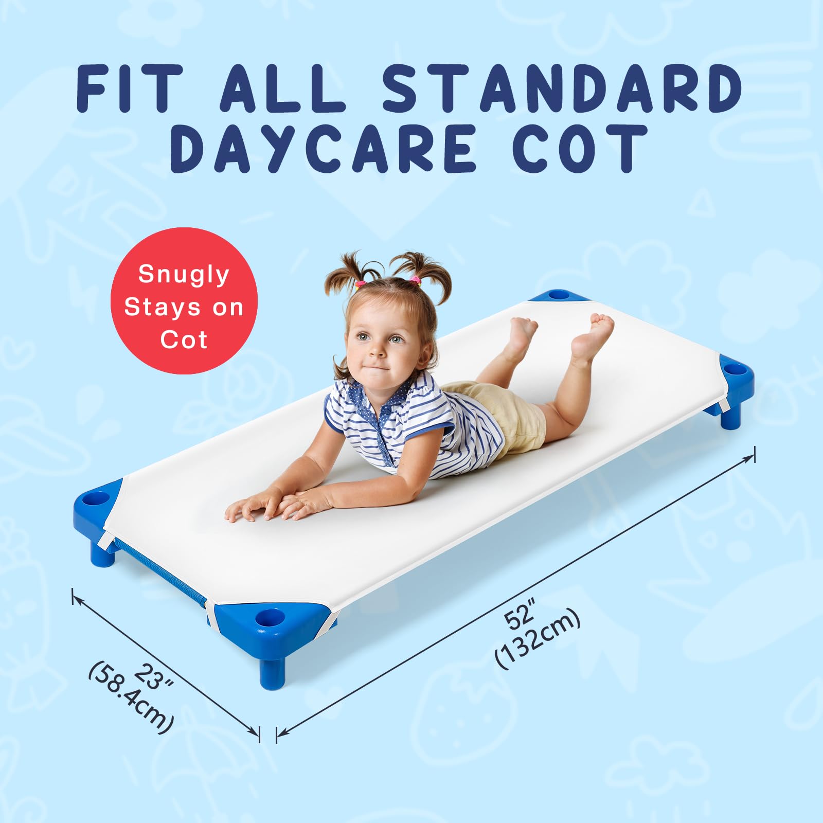 Comfyanno elastic-corners cot-sheet stays in place during use.