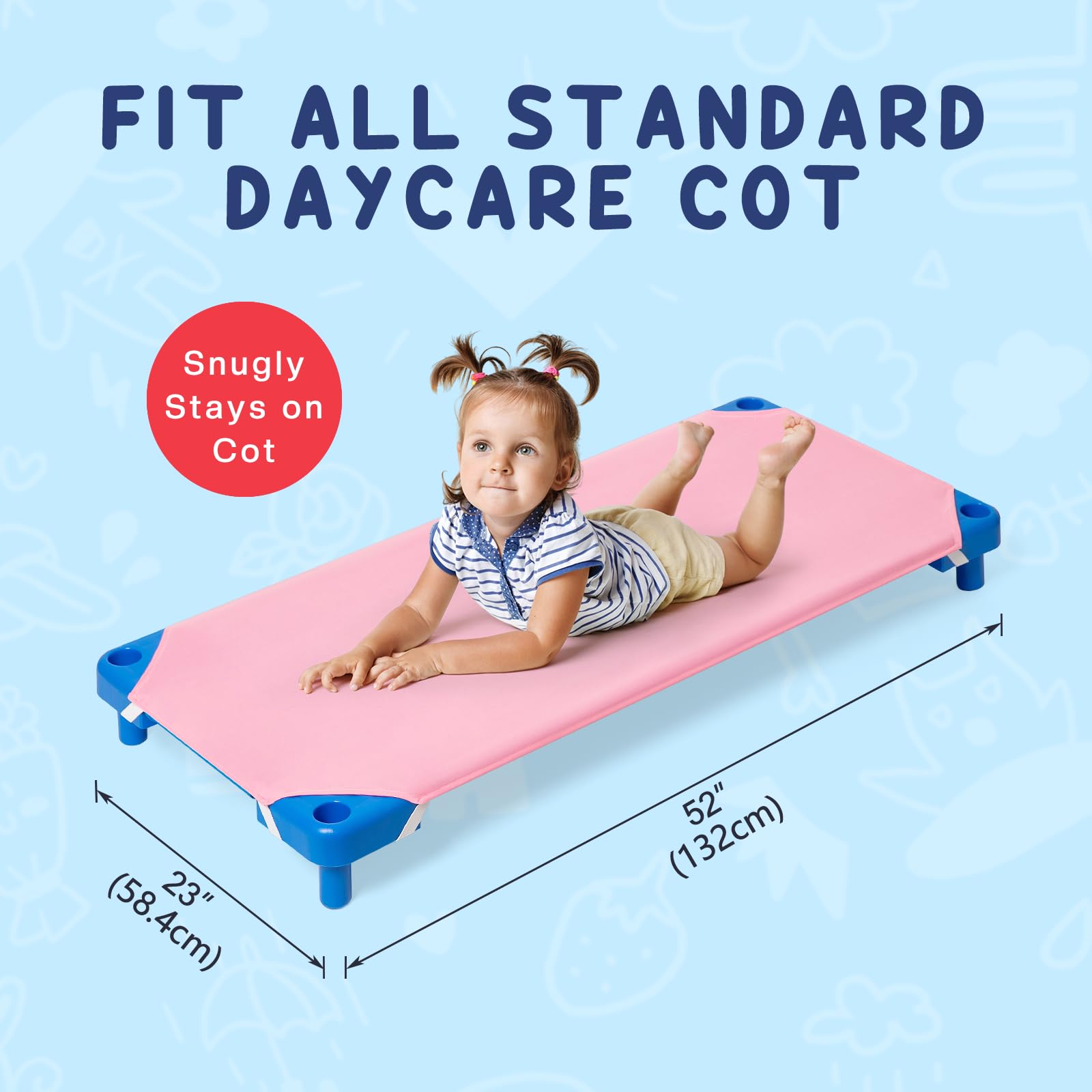 Durable elastic corners keep sheets in place during busy naptimes with Comfyanno.