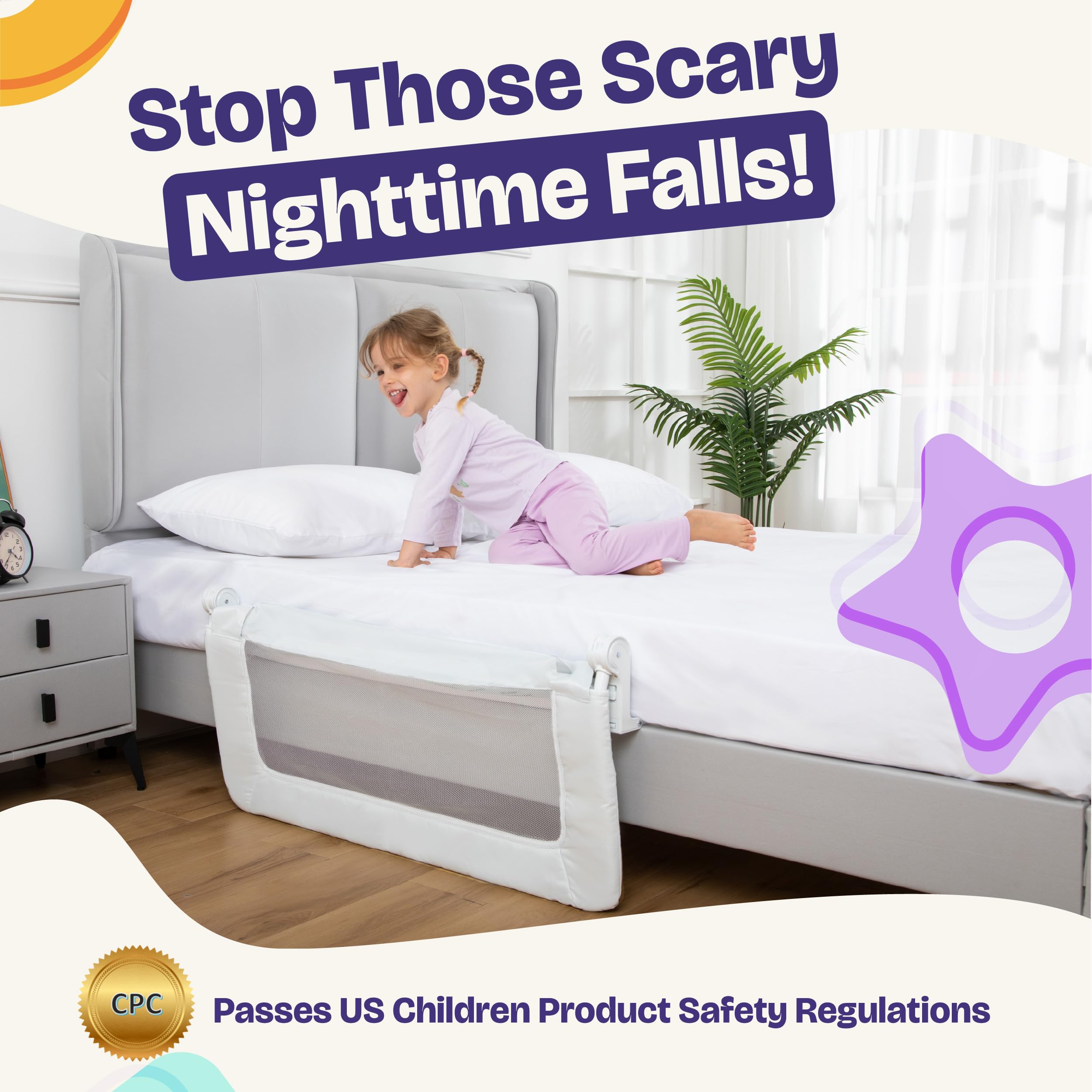 ComfyBumpy bed rail in use protects children during bedtime routines.