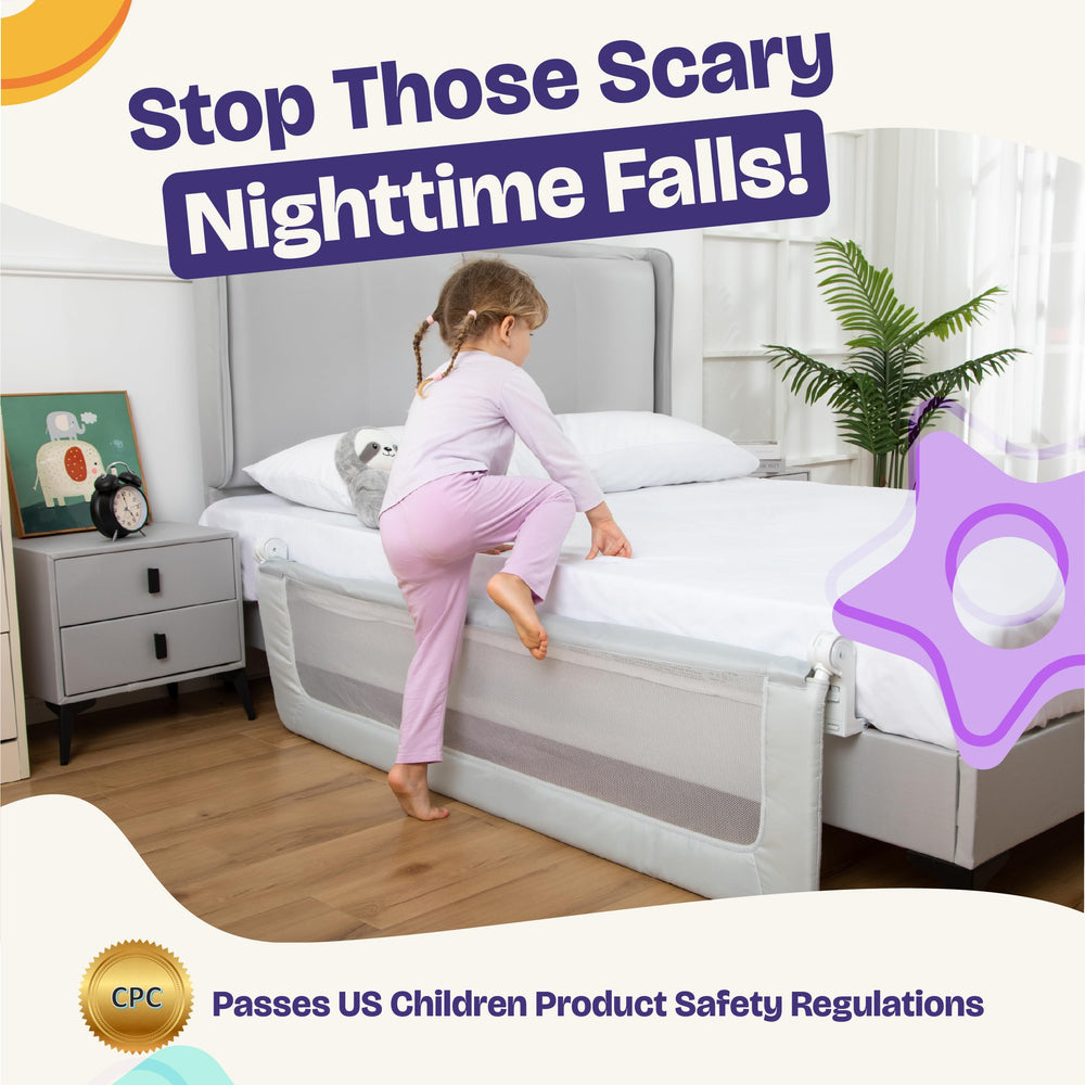 Side rail provides edge protection while sleeping.