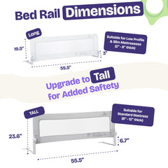 ComfyBumpy bed rail side view highlighting slim profile against mattress